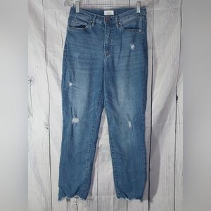 Nicole Miller Nomad Super High Rise Straight Blue Distressed Jeans